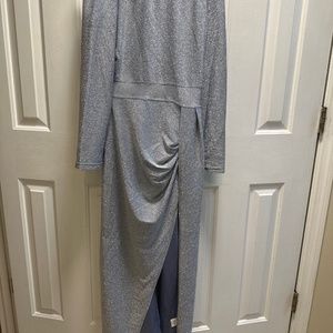 Sparkling Silver Dress/ Off Shoulder Evening /Wedding dress